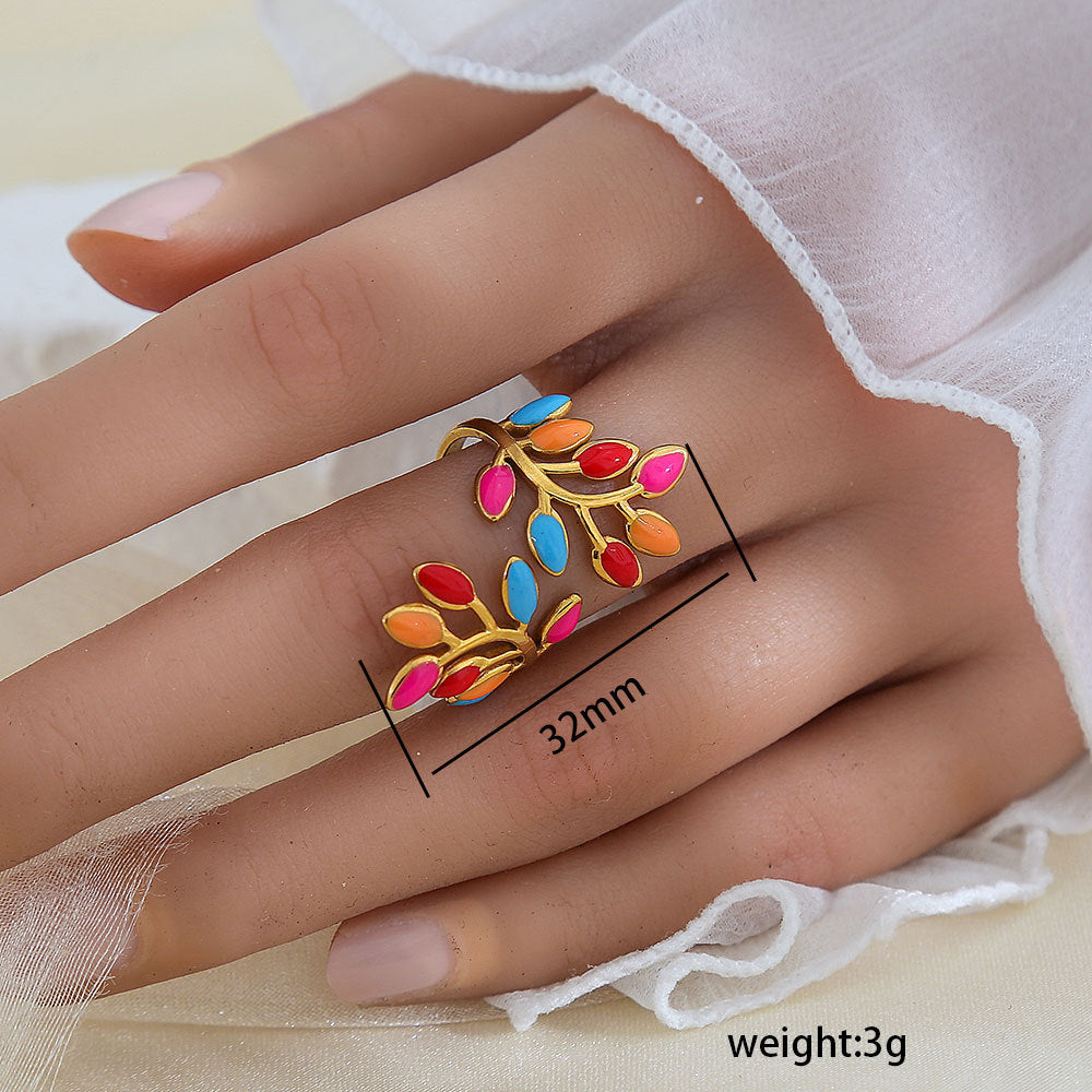 Adjustable Leaf Design Gold Plated Ring
