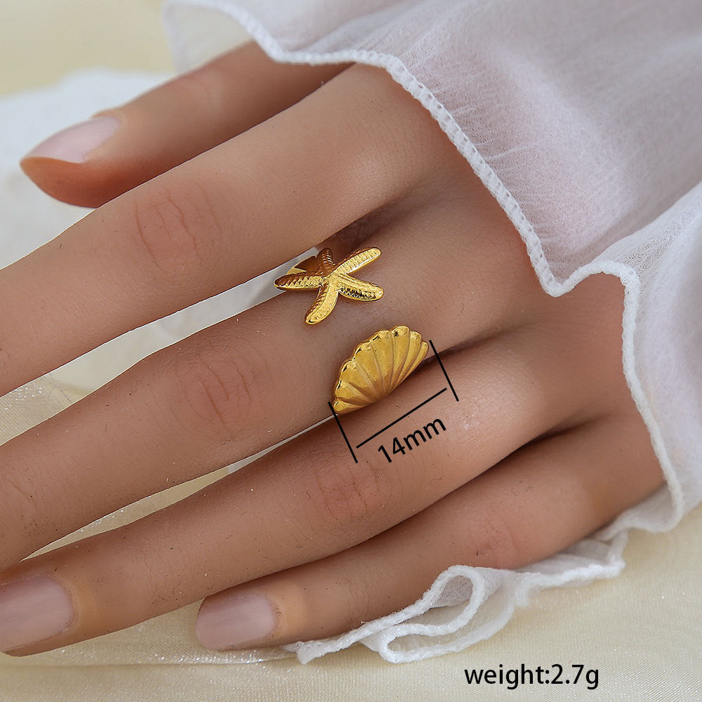 Adjustable Leaf Design Gold Plated Ring