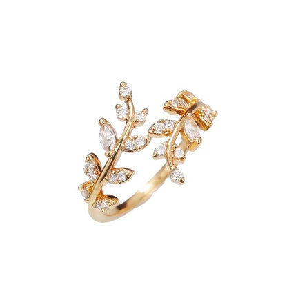 Adjustable Leaf Design Metal Ring