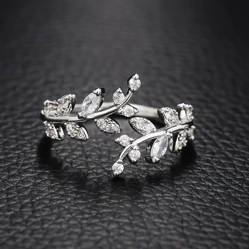 Adjustable Leaf Design Metal Ring