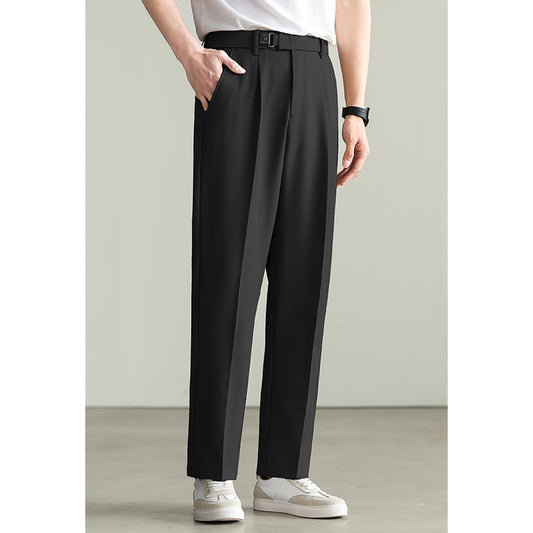 Adjustable Leather Buckle Casual Pants