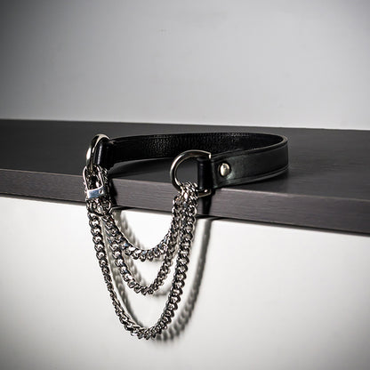 Adjustable Leather Choker Necklace