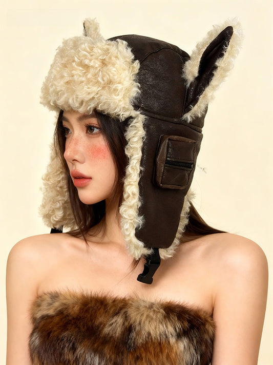 Adjustable Leather Ear Flap Winter Hat