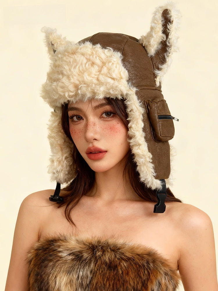Adjustable Leather Ear Flap Winter Hat