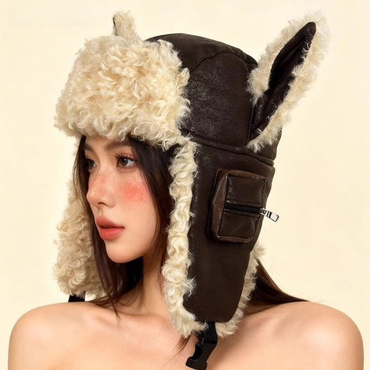 Adjustable Leather Ear Flap Winter Hat