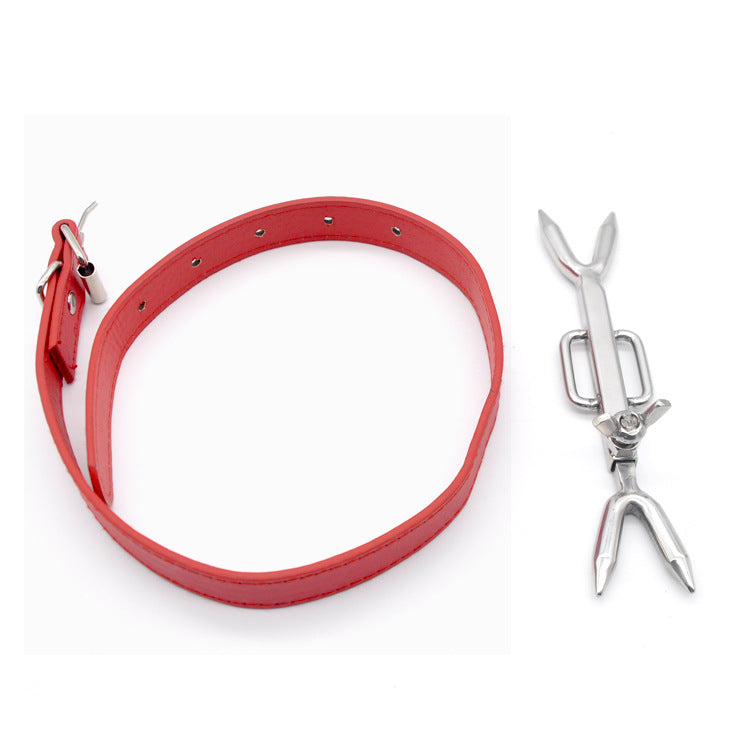 Adjustable Leather Stainless Steel Bondage Collar for Adults