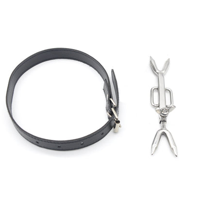 Adjustable Leather Stainless Steel Bondage Collar for Adults