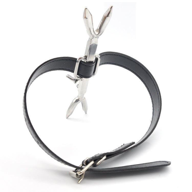 Adjustable Leather Stainless Steel Bondage Collar for Adults