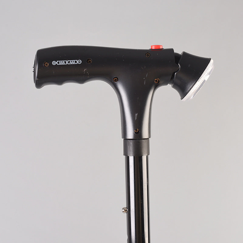 Adjustable LED Alarm Walking Stick with Anti-Slip Base