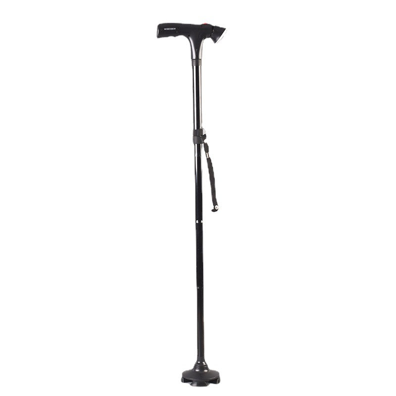 Adjustable LED Alarm Walking Stick with Anti-Slip Base