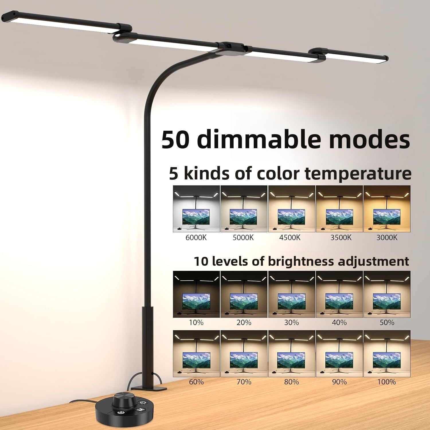 Adjustable LED Desk Lamp with Clip