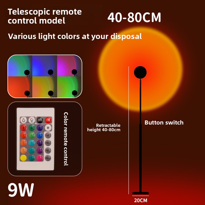 Adjustable LED Sunset Projection Floor Lamp with Remote Control