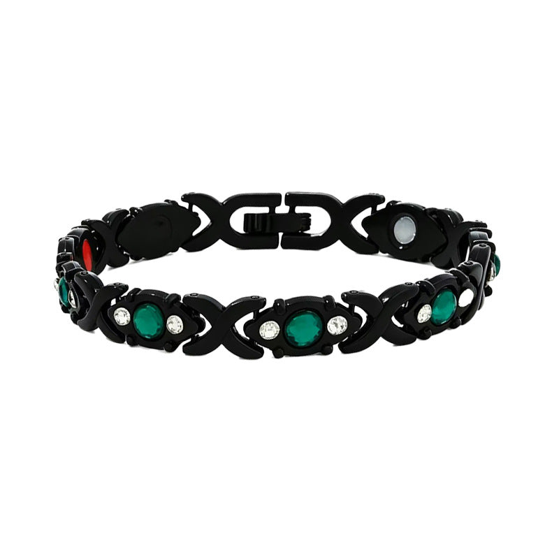 Adjustable Magnetic Energy Bracelet with Diamonds