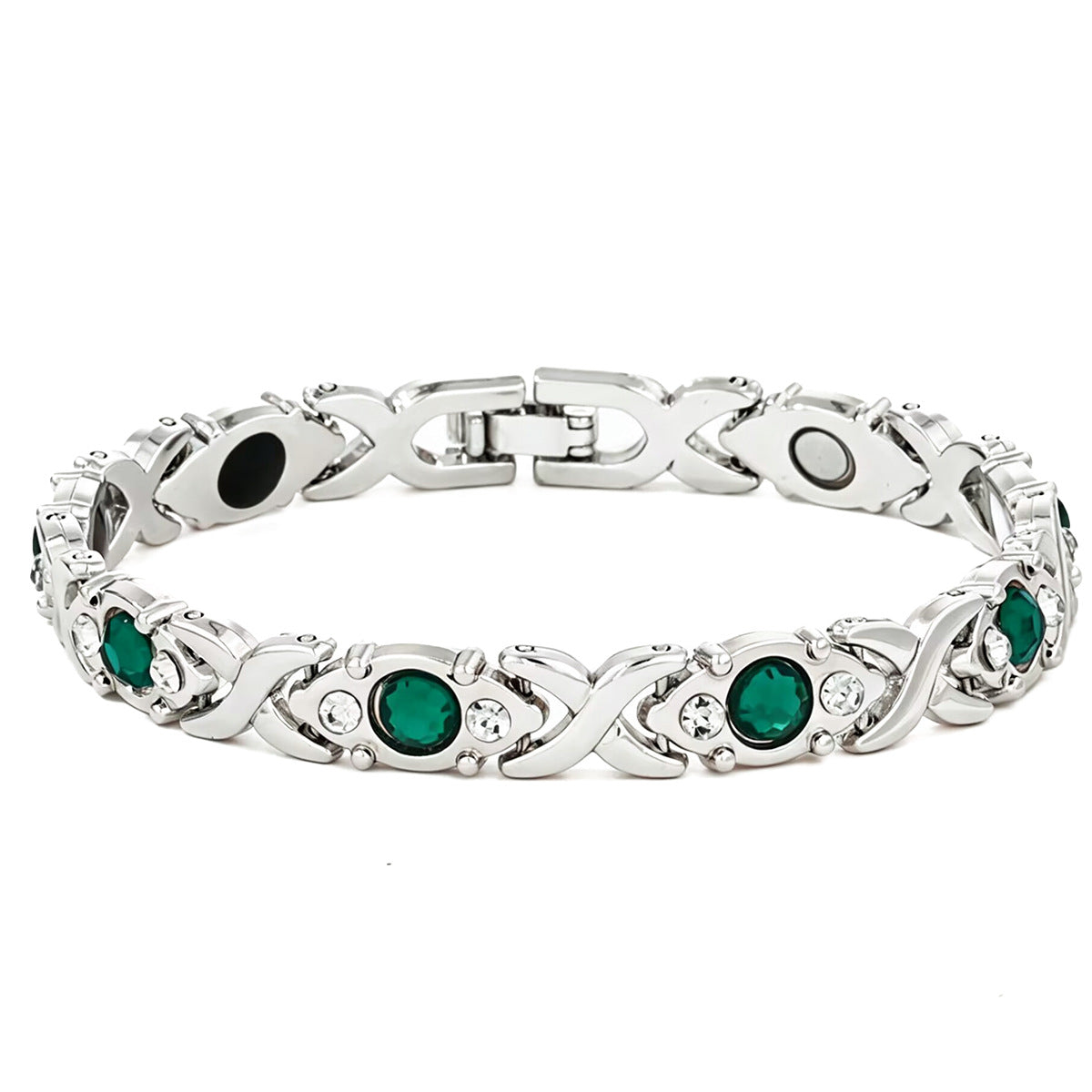 Adjustable Magnetic Energy Bracelet with Diamonds