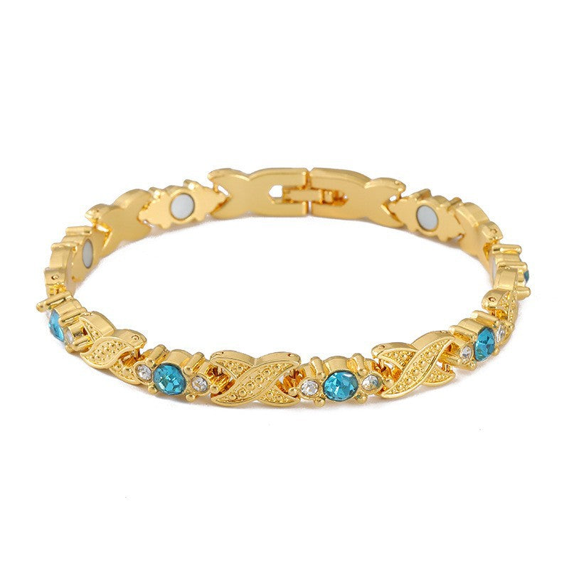 Adjustable Magnetic Energy Bracelet with Diamonds