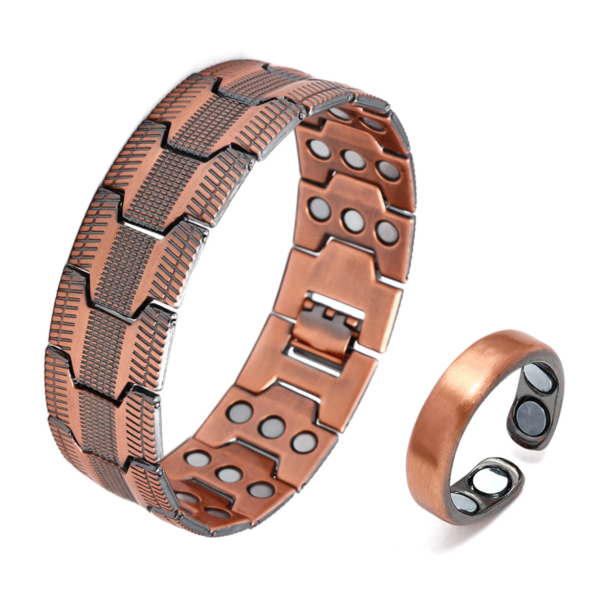 Adjustable Magnetic Therapy Bracelet with Retro Copper Finish