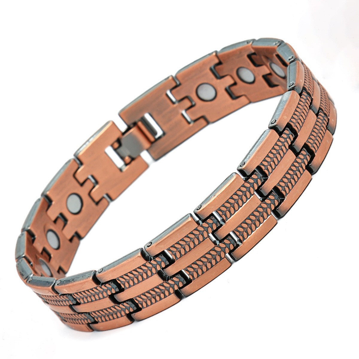 Adjustable Magnetic Therapy Bracelet with Retro Copper Finish