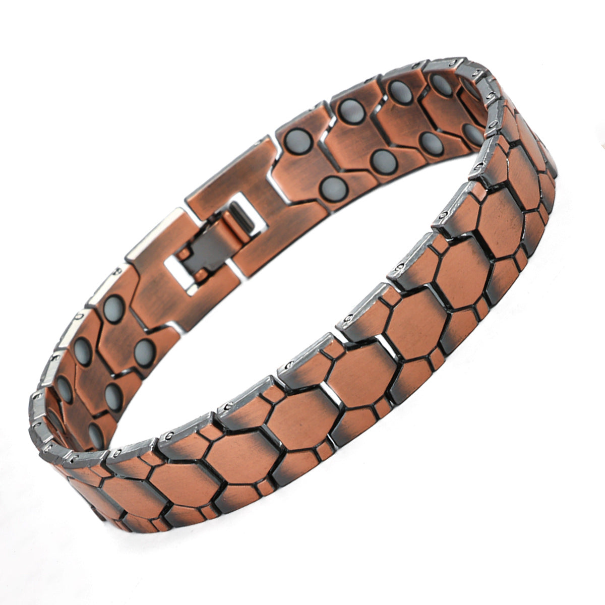 Adjustable Magnetic Therapy Bracelet with Retro Copper Finish