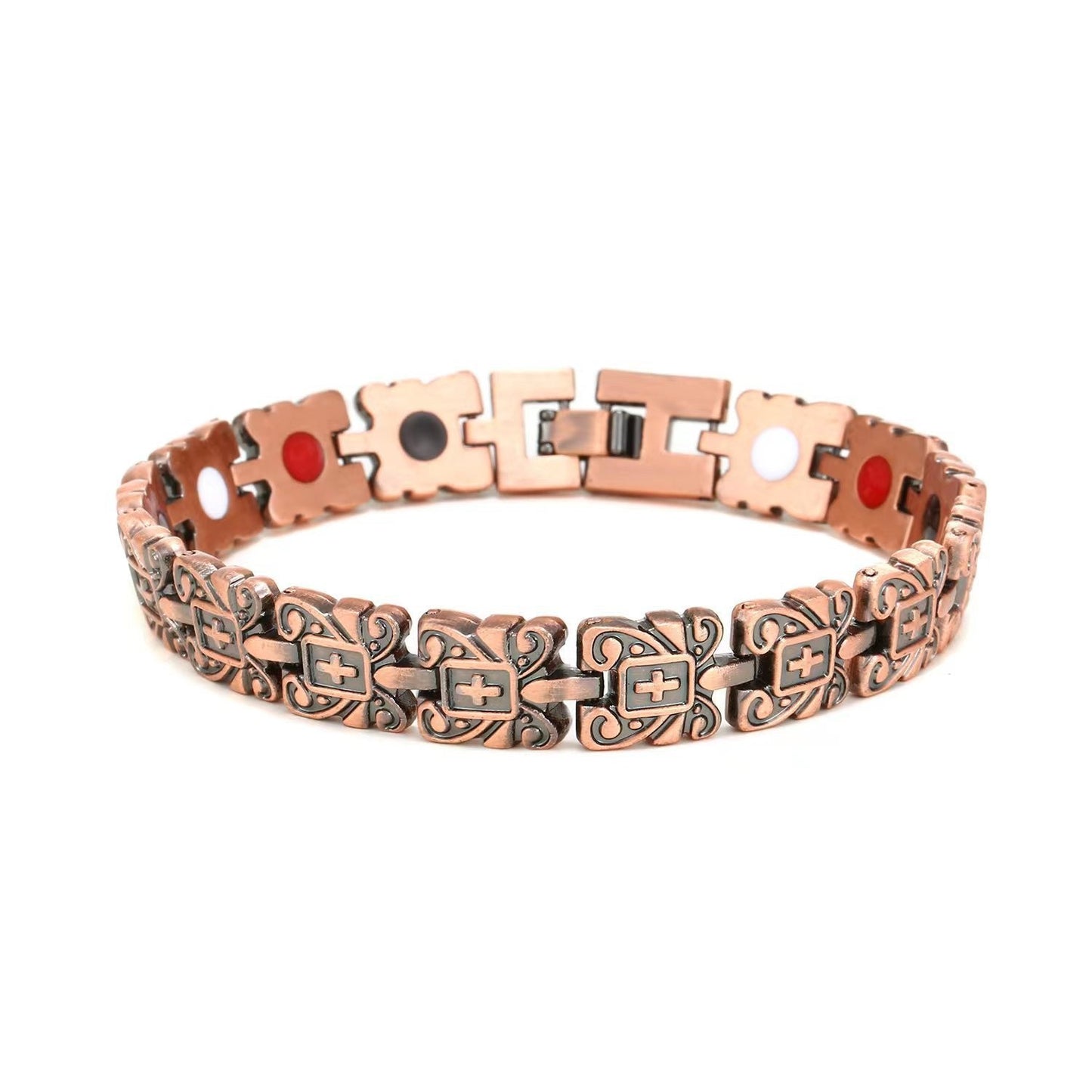 Adjustable Magnetic Therapy Bracelet with Retro Copper Finish