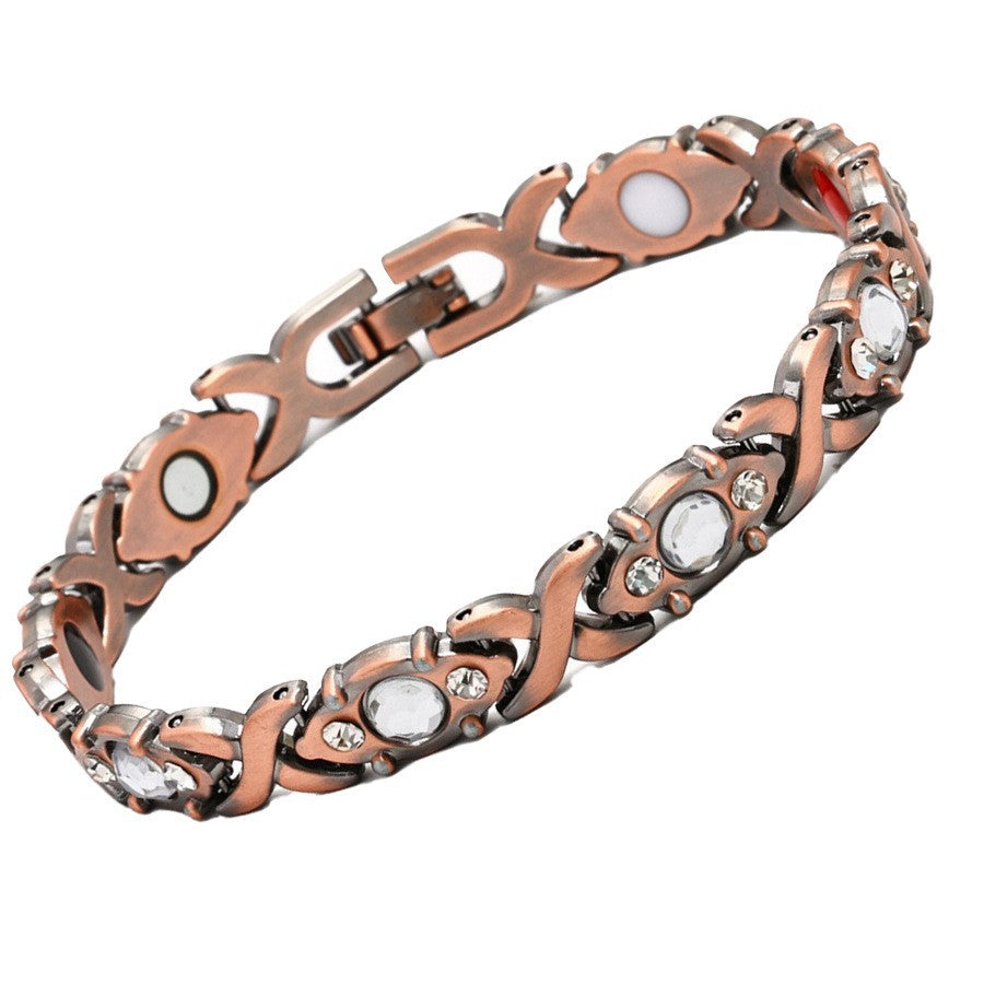 Adjustable Magnetic Therapy Bracelet with Retro Copper Finish