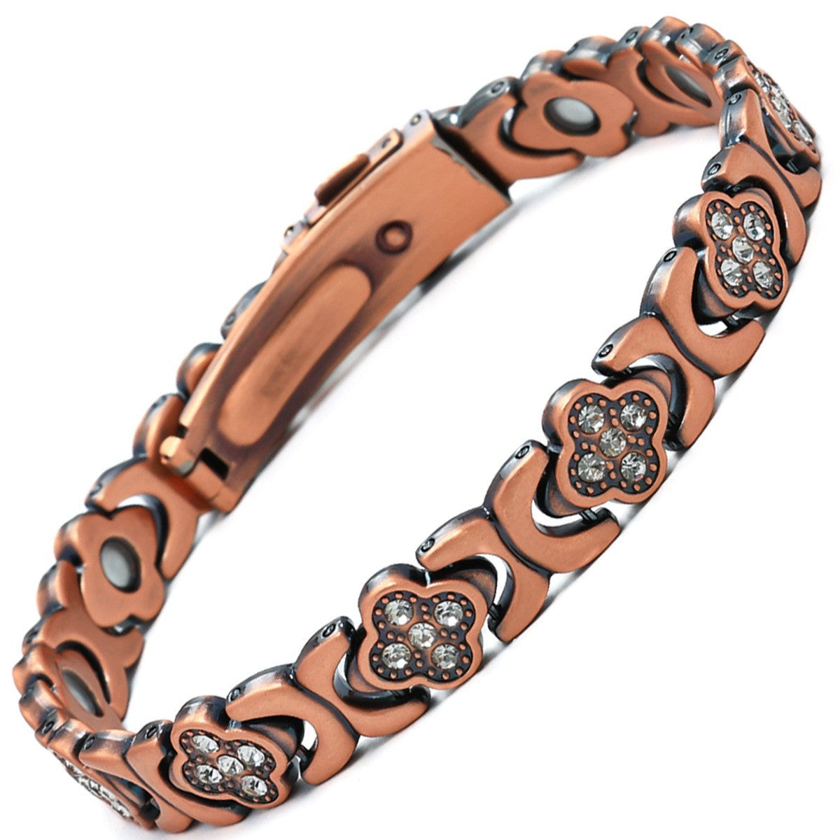 Adjustable Magnetic Therapy Bracelet with Retro Copper Finish