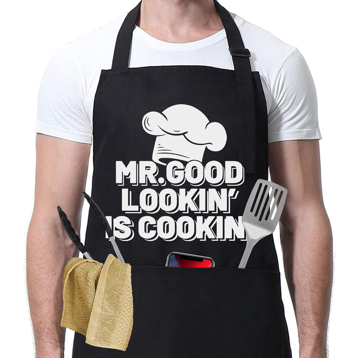 Adjustable Men's Kitchen Apron with Pockets