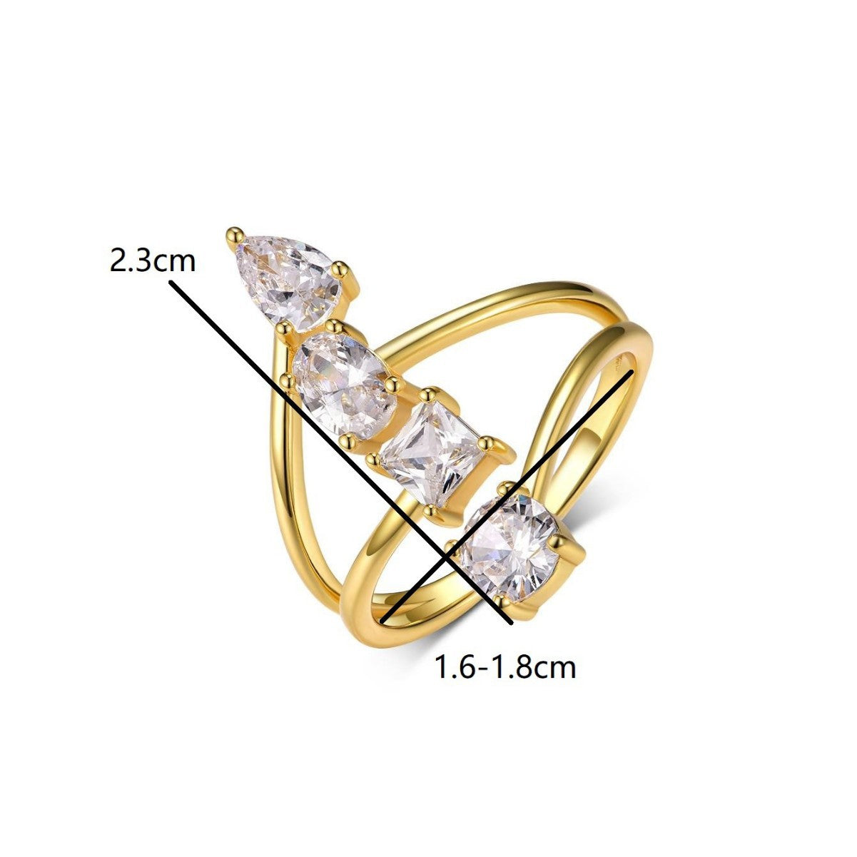 Adjustable Moissanite Geometric Silver Ring