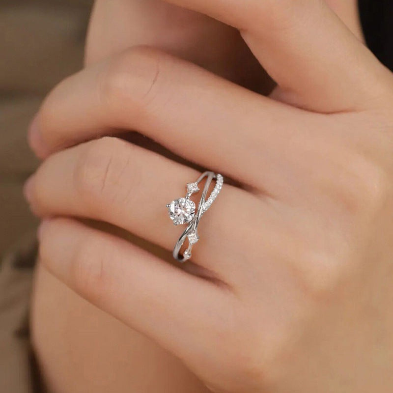 Adjustable Moissanite Imitation Planet Ring