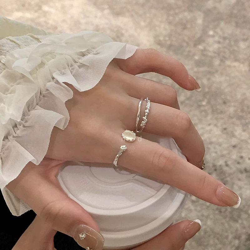 Adjustable Moonstone Zircon Ring