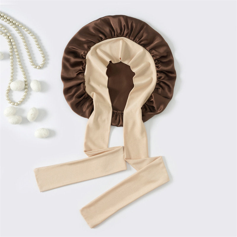 Adjustable Mulberry Silk Sleep Cap for Long Hair Protection