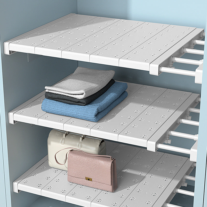 Adjustable No Drill Wardrobe Partition Shelf for Home Storage
