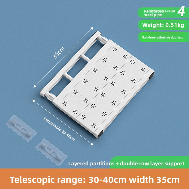 Adjustable No Drill Wardrobe Partition Shelf for Home Storage