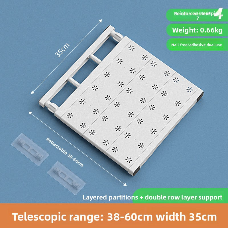 Adjustable No Drill Wardrobe Partition Shelf for Home Storage