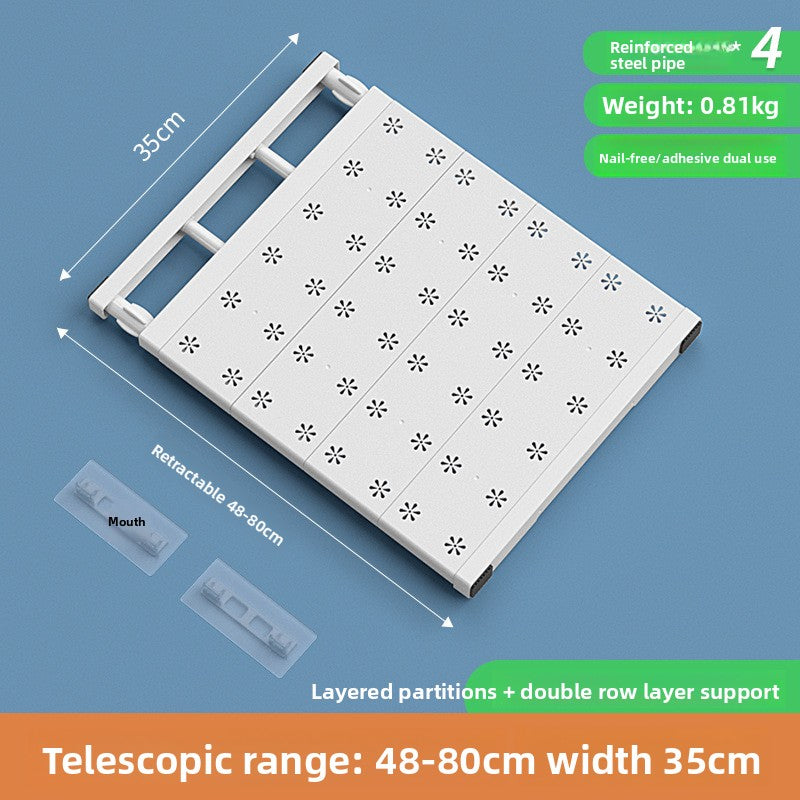 Adjustable No Drill Wardrobe Partition Shelf for Home Storage