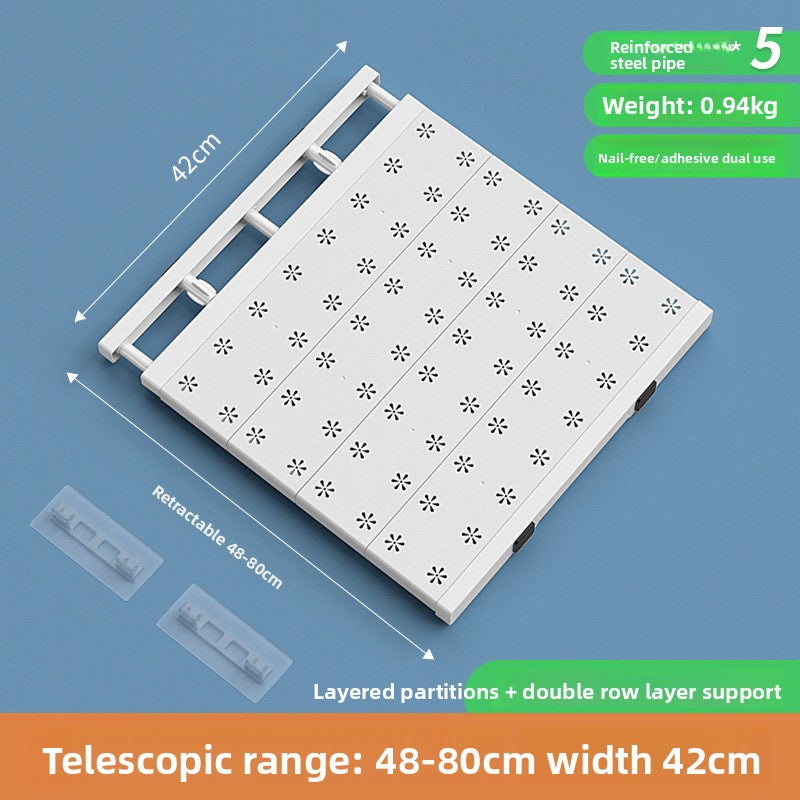 Adjustable No Drill Wardrobe Partition Shelf for Home Storage