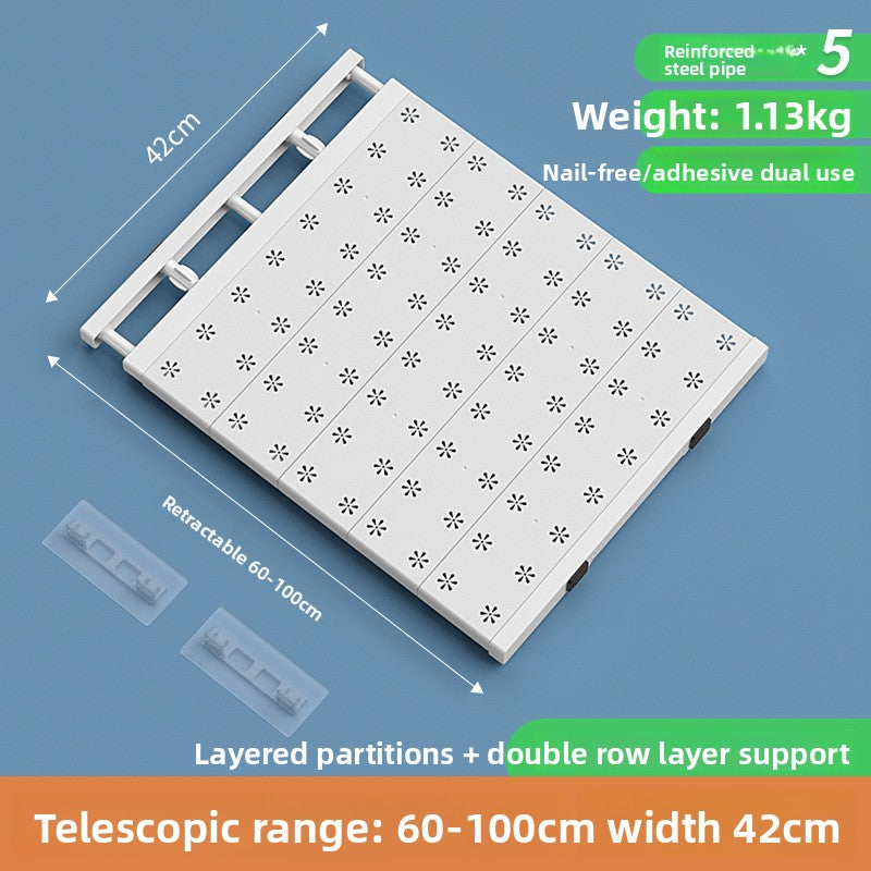 Adjustable No Drill Wardrobe Partition Shelf for Home Storage