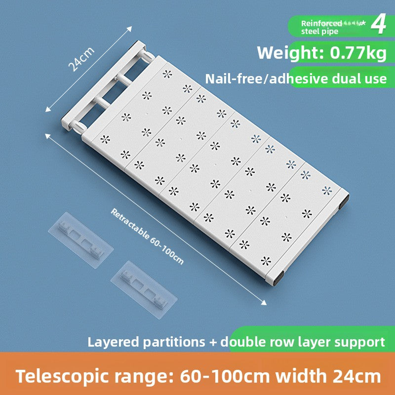 Adjustable No Drill Wardrobe Partition Shelf for Home Storage
