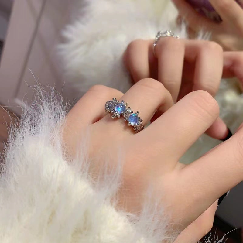 Adjustable Opal Moonstone Ring