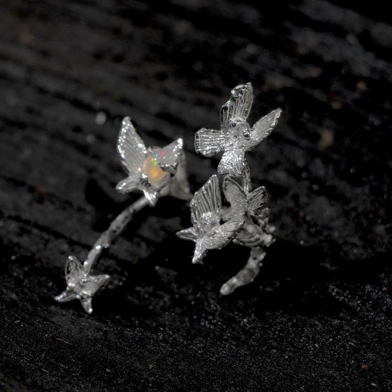 Adjustable Opal Texture Sterling Silver Ring