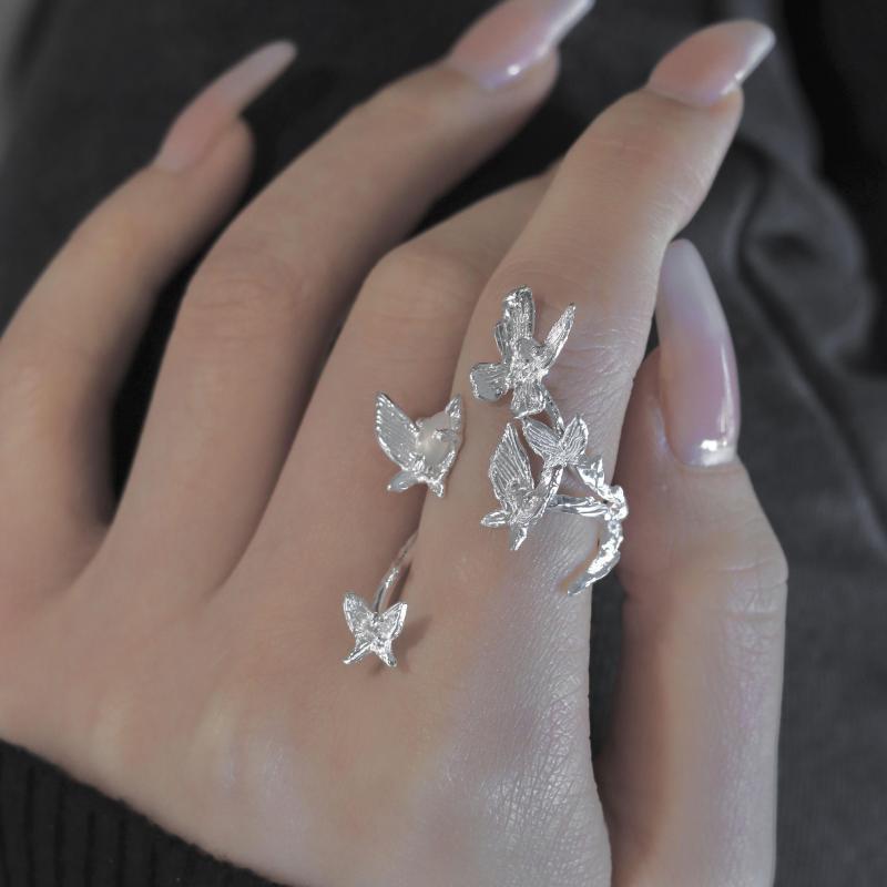 Adjustable Opal Texture Sterling Silver Ring