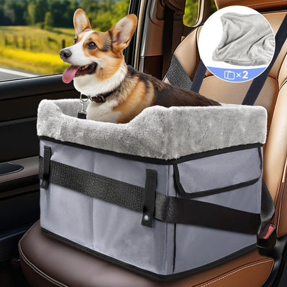 Adjustable Pet Car Booster Seat with Safety Straps