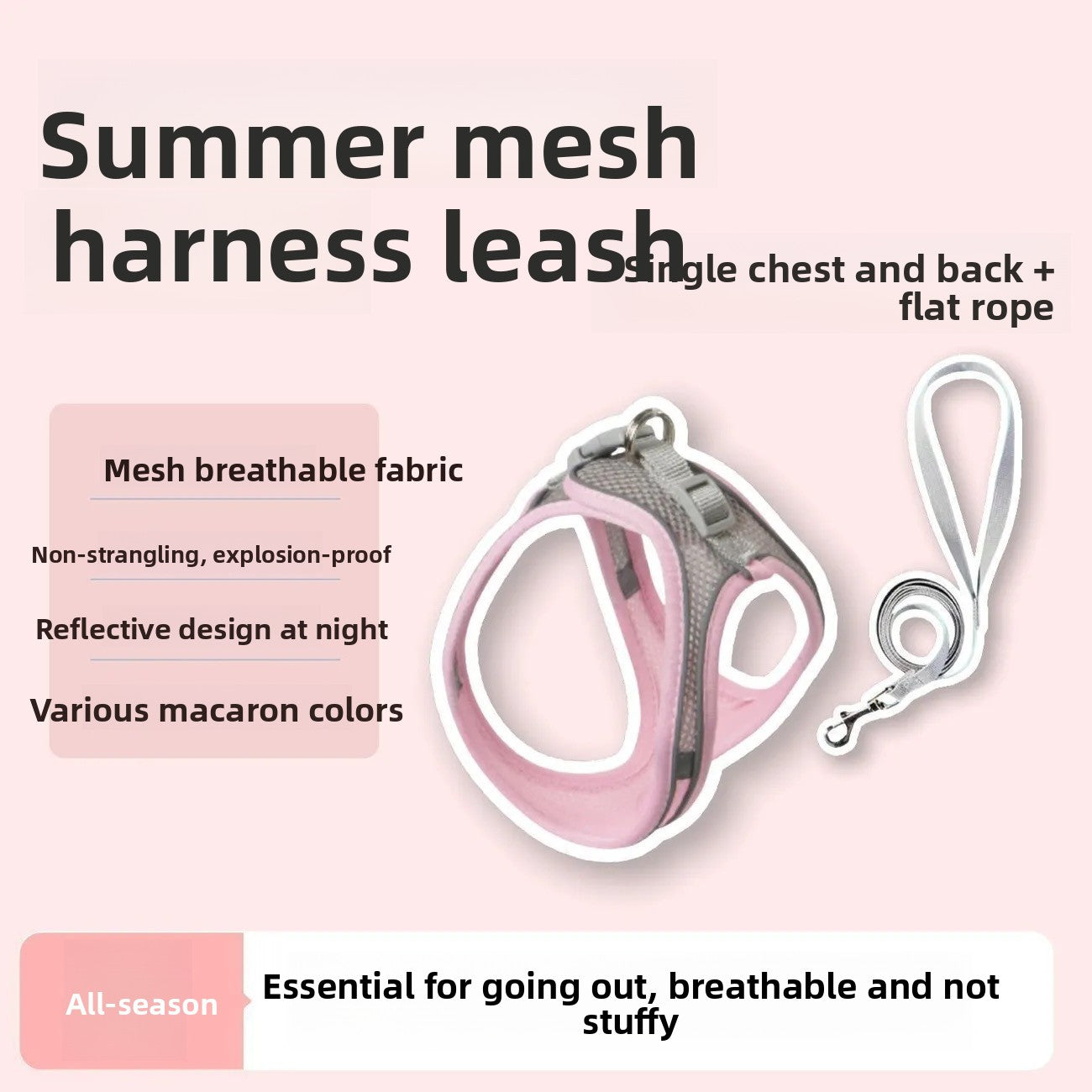 Adjustable Pet Vest Leash with Chest Strap