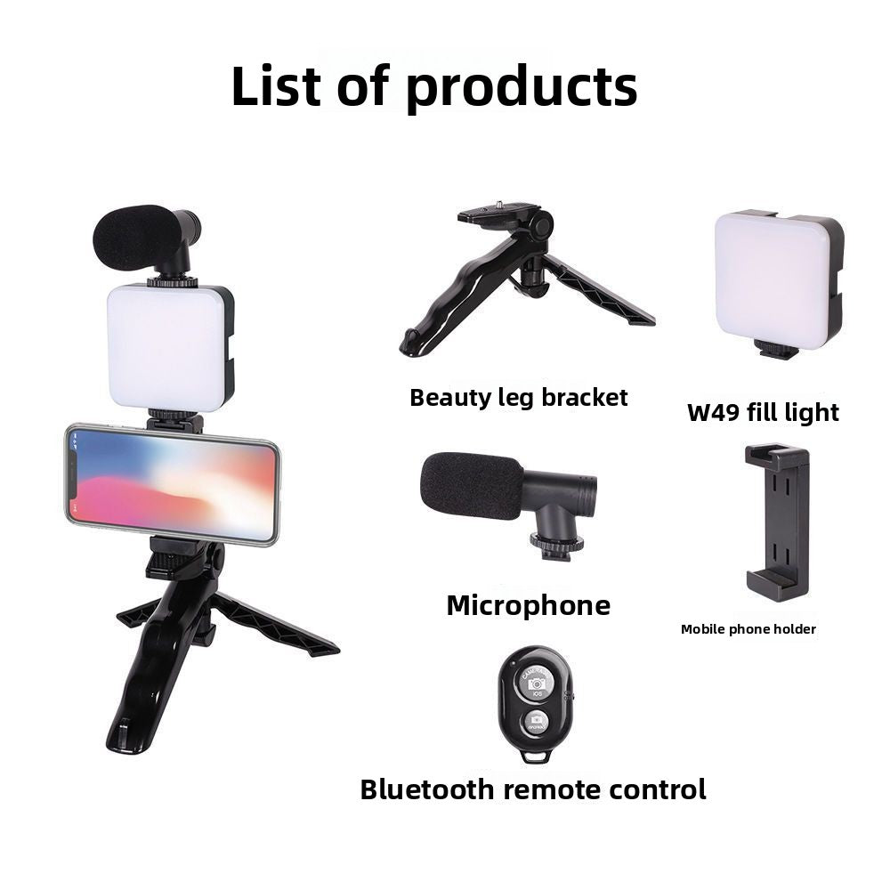Adjustable Phone Desktop Stand with Microphone and LED Light