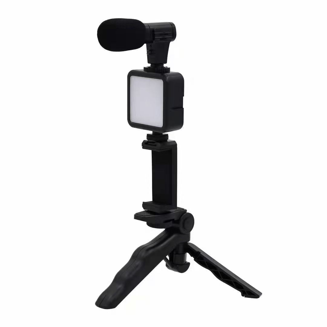 Adjustable Phone Desktop Stand with Microphone and LED Light