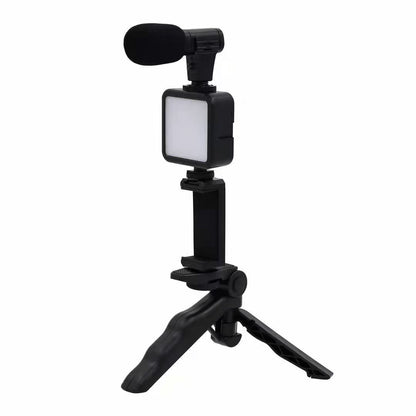 Adjustable Phone Desktop Stand with Microphone and LED Light