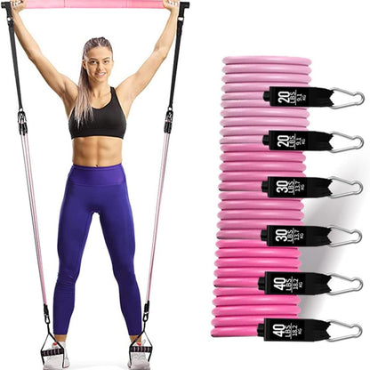 Adjustable Pilates Resistance Bar with Elastic Bands