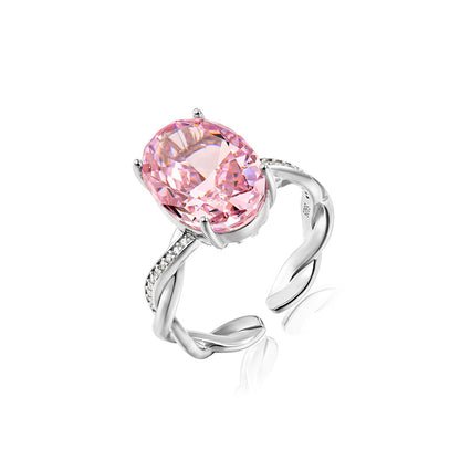 Adjustable Pink Diamond Sterling Silver Ring