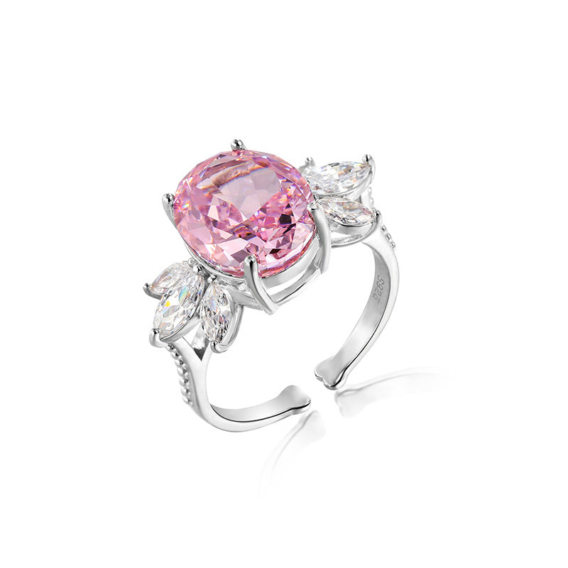 Adjustable Pink Diamond Sterling Silver Ring