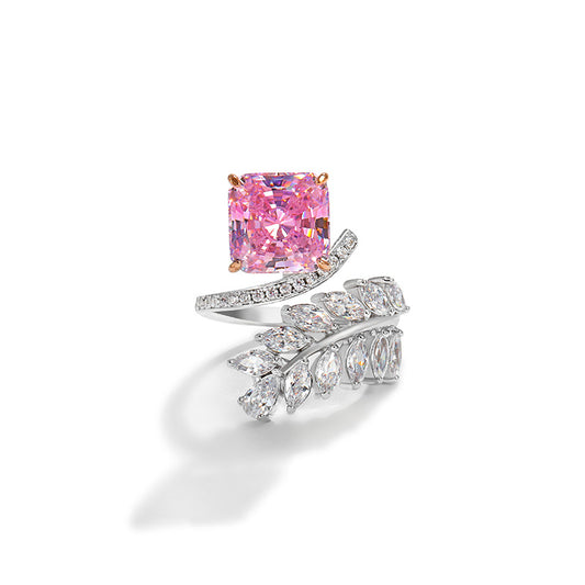 Adjustable Pink Diamond Sterling Silver Ring