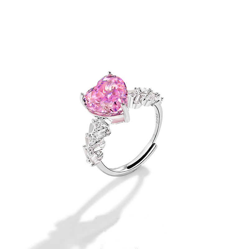Adjustable Pink Diamond Sterling Silver Ring
